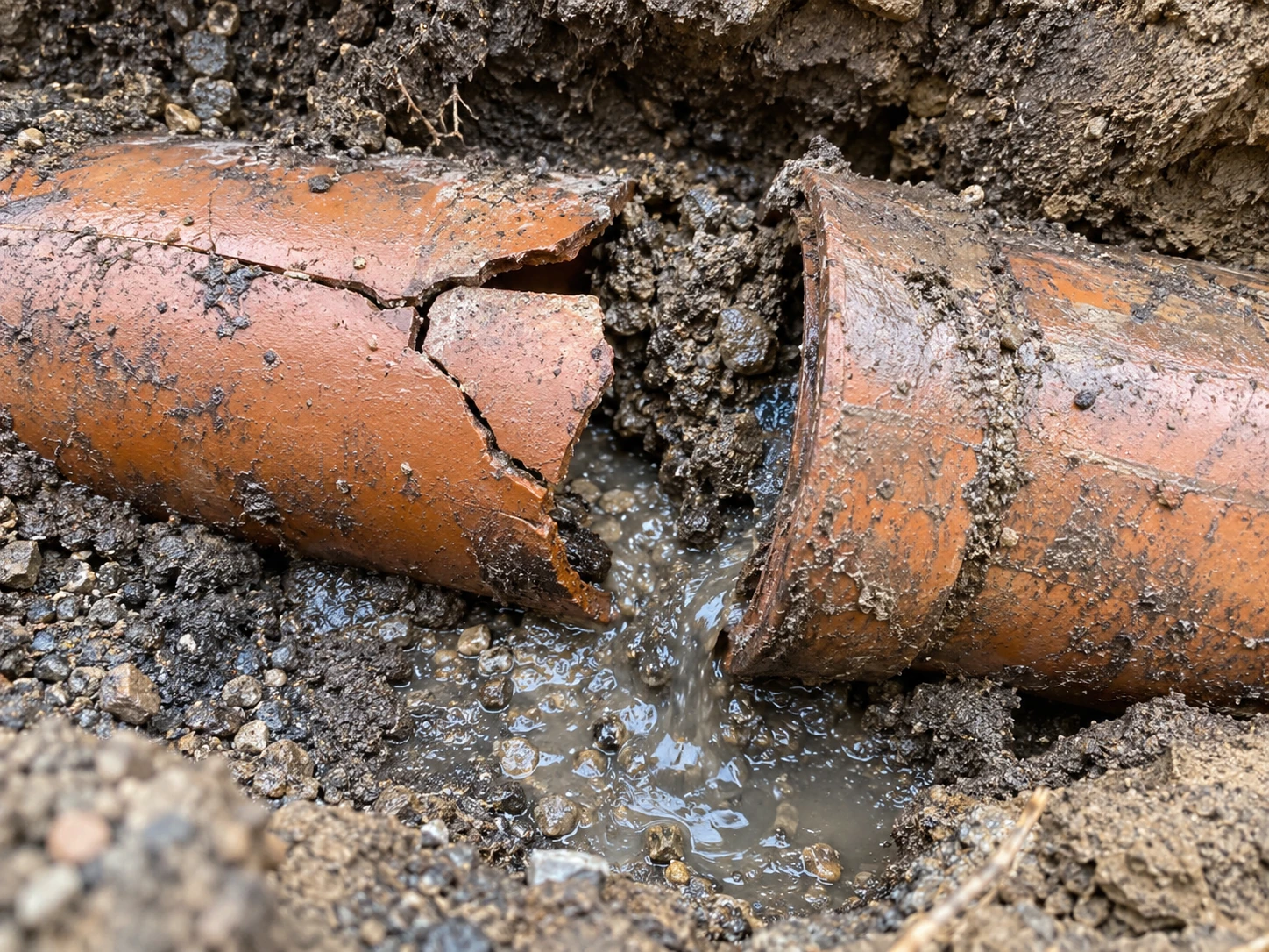 Collapsed old pipe
