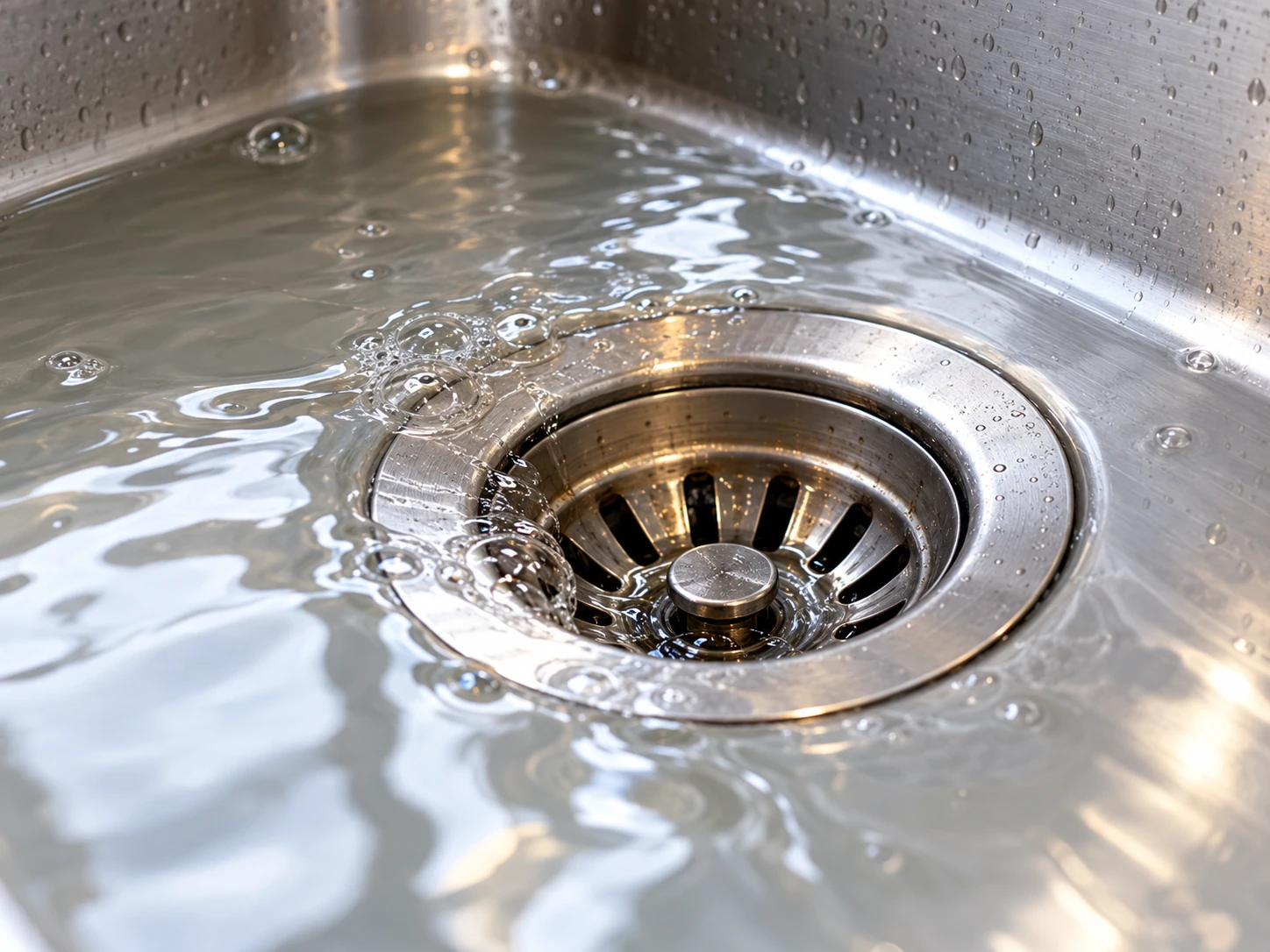 Slow draining kitchen sink
