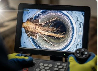 Video inspection showing a pipe obstruction
